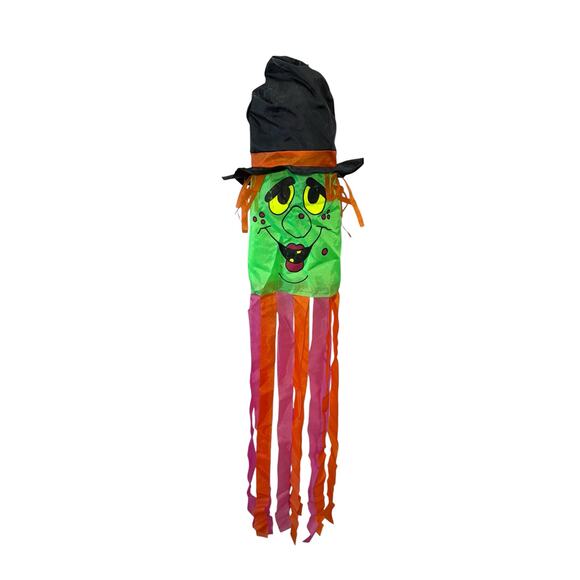 Vintage 90s‎ Halloween Motion Sound Windsock Witch 35" Old Hag Yard Flag Nylon - Picture 1 of 6
